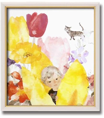 Amazon.co.jp: いわさきちひろ 「チューリップのある少女像」 複製画