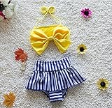 ツバメ--屋 ベビー水着 女児水着 ビキニ スイミングウェア キッズ水着 子供用 非常にオシャレ、トップス、パンツ2点セット (XL, イエロー)
