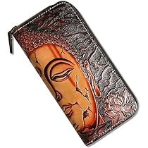 レザー製彫刻財布 仏像と鬼デザイン レザー製彫刻財布 仏像と鬼デザイン