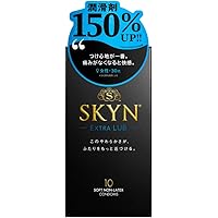 【SKYN (スキン) Extra Lub】 潤滑ゼリー 増量 コンドーム 10個入 【柔らか素材で自然な使用感】 不二ラテックス