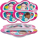 Zak 。(3パック) Disney Doc McStuffins文字プラスチック3-section Divided Kids Plates