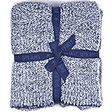 (ベアフット ドリームス)Barefoot Dreams ブランケット COZYCHIC HEATHERED THROW #603 190×137 INDIGO-WHITE [並行輸入品]