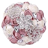 Soledi花嫁ウェディングミルクホワイトクリスタルブーケラインストーンブローチBouquets Brides Hand Holding オレンジ W228