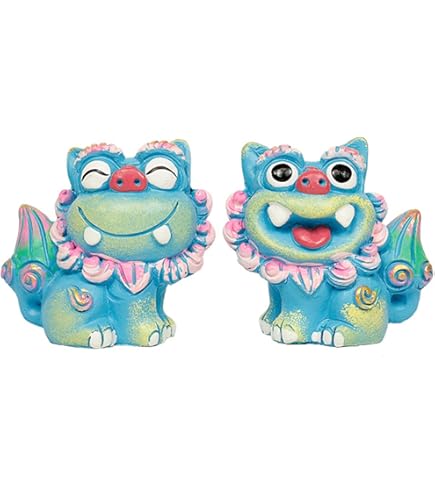 Amazon.co.jp: シーサー 置物 獅子 2匹 インテリア 雑貨 縁起物 風水