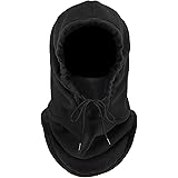 H HOME-MART Thermal Fleece Balaclava Hood Swat Ski Mask Bike Skullies & Beanies Winter Wind Stopper Face Hats Black