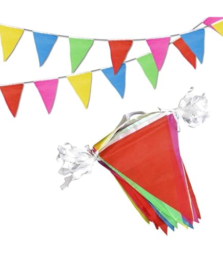 Amazon.co.jp: GOSHOPPING 三角旗 ガーランド 100m カラフル