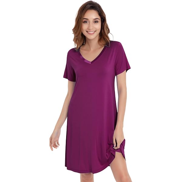 GYS Women's Bamboo Viscose Nightgown - Sleeveless V-Neck Soft Sleepshirt