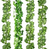 アイビー 人工観葉植物 グリーン　装飾　壁掛け パーティー　ホーム　オフィス　植物　造花　2.1メートル　 80枚 葉　12本 (サツマイモの葉)