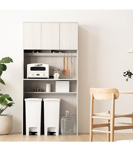 Amazon｜日本製 幅60cm 高さ180cm 食器棚 レンジ台 ホワイト キッチン