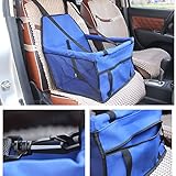AUTOINBOX ペット用 防水シートドライブボックス 犬 猫 飛び出し防止フック付き 車載用 通気デザイン (ブルー)