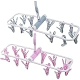 2PCS Small Clothes Underwear Drying Racks 12 Clips 360° Rotatable Hook Hanging Drying Rack Foldable Portable Hangers for Dryi