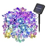 Solar String Lights 26feet 50 LED Cherry Blossoms String Lights with 8 Modes Outdoor Waterproof Sola