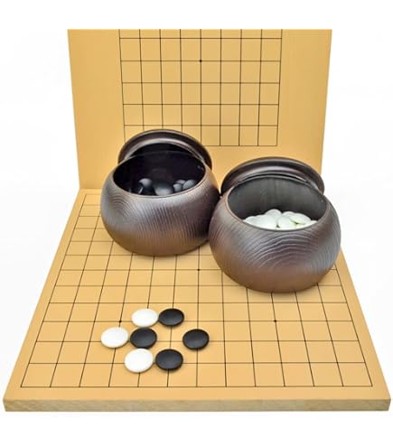 囲碁盤・碁石セット Amazon | 入門用囲碁盤セット 新桂9・13路碁盤とP厚型碁石（約7mm）と