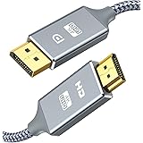Snowkids DisplayPort to HDMI ケーブル 1.8m 4K解像度対応 ディスプレイポート-HDMI 変換ケーブル DP to HDMI 単方向伝送 オス・オス