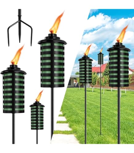 FAN-Torches 6 Pack Wall Mounted Citronella Torches, 16 Oz Garden Torches For Outside, Refillable Flame Light Torch, Outdoor Metal Torch For Yard, Patio, Deck, Garden, Party, Landscape