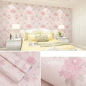 Amazon Co Jp 砂壁に貼れる壁紙 ポリ塩化ビニールの自己接着壁紙の壁紙 寝室の家具の暖かく ロマンチックな背景の壁 ピンク6 0 45 10m Diy 工具 ガーデン