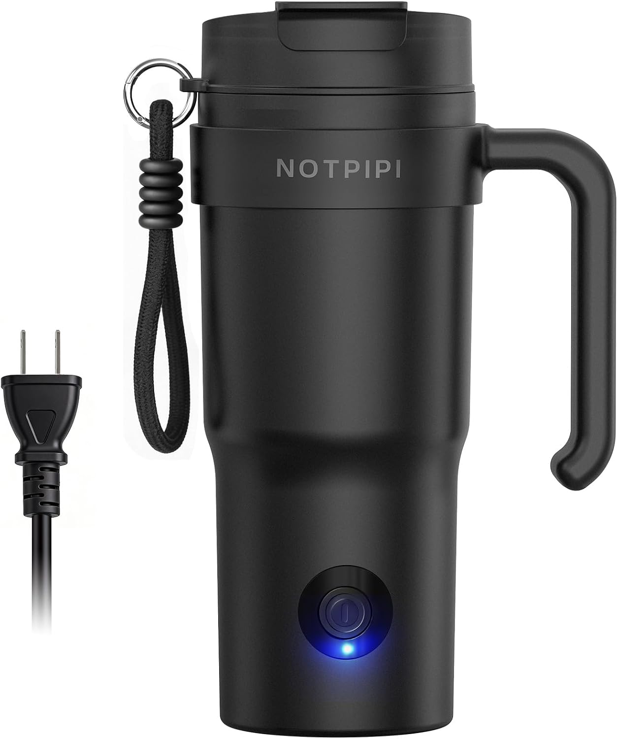 NOTPIPI 電気ケトル ポータブル 小型 500ML 大容量 100V 350W低消費電力 保温 持ち運びケトル 湯沸かし 一人暮らし ブラック | トラベルケトル 電気ポット 湯沸かし器 水筒 急速沸かし 空焚き防止 漏れない 携帯 お湯ポット ステンレス 二重構造 ストラップ・ハンドル付き コーヒー 紅茶に使用 旅行 車中泊 オフィス 出張 ギフト 日本語説明書付き PSE認証済み