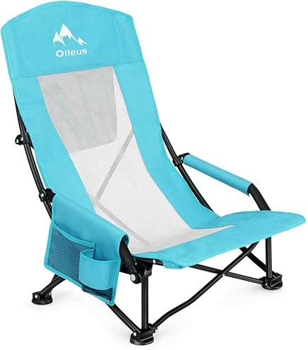 VILLEY HAUSHOF Low Beach Chair, Mesh Back Folding Chair