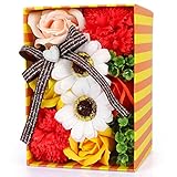 YOBANSA ソープフラワー 枯れない 花 創意方形ギフトボックス 誕生日　父の日　記念日　先生の日　バレンタインデー　昇進　転居など最適としてのプレゼント (オレンジ)