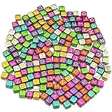 gresorth 800個マルチカラーメッキキューブアクリル文字ビーズイエローアルファベットブレスレット、ネックレス、ジュエリー6 x 6 mm