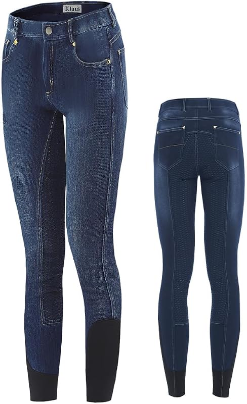 Klaus KX200 Men's Riding, Denim Culottes, Silicone, Full Grip, Cotton, Stretch Jeans