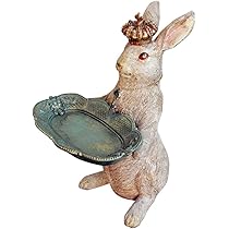 Amazon.co.jp: うさぎの装飾の彫刻、うさぎのトレイの王冠うさぎ