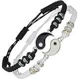 Best Friend Bracelets for 2 Matching Yin Yang Adjustable Cord Bracelet for Bff Friendship Relationship Boyfriend Girlfriend V