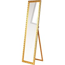 アンティークミラー 豪華な白金箔風　全身映るタイプ HAGiHARA ミラー 姿見 アンティーク風 スタンドミラー 鏡 全身 姿見鏡