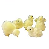 ひよこぬいぐるみ小さい - ひよこ動く - ひよこぬいぐるみ,シミュレーションひよこ動物人形,さまざまな形の鶏のぬいぐるみ-横たわっている鶏のぬいぐるみ-ファームパーティーの好意-鶏のおもちゃイースターバスケットの詰め物 2セット