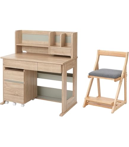 Amazon｜イトーキ 学習机 天然木 組み換え デスク 書棚 ワゴン付