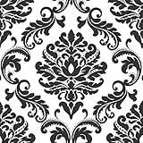 Ariel Black and White Damask Peel And Stick Wallpaper [並行輸入品]
