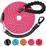 DANOFY 犬 リード ロングリード 犬用リード 9m - 長い丸ロープ 小型犬 中型犬 大型犬 反射 軽量 丈夫 持ちやすい スポンジハンドル 伸縮リード付き 犬用散歩ひも 訓練用リード 負担減軽 衝撃吸収 ピンク