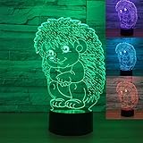 3d HedgehogナイトライトテーブルデスクOptical Illusionランプ7色変更ライトLEDテーブルランプXmasホームLove Brithday子供キッズ装飾おもちゃギフト