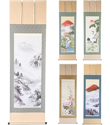 Amazon.co.jp: 掛け軸 梅蘭竹菊 四君子図 4枚組の絵 人気 現代の