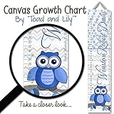 子供用キャンバスBirth Info Growth charttmロイヤルブルーグレーフクロウシェブロンベビーNurseryキャンバスGrowth Chartベビーシャワーギフトgc0240