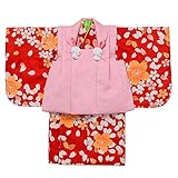 女の子ベビー被布着物セット 1才 桜 赤