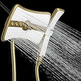 AKDY 9 Rectangular Quad Function Rainfall Jet Shower Head & Wand Combo (Gold) by AKDY