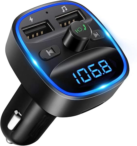 2026新登場 FMトランスミッター 車載充電器 Bluetooth USB急速充電 Bluetooth/U-ディスク対応 2つの音楽再生モード 2ポート対応 12V-24V車対応 LEDディスプレイ ハンズフリー通話 バッテリー電圧測定 - 1