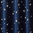 カーテン 1級遮光 断熱 箔プリント 星柄 プラネット ネイビーブルー 幅100cm×丈135cm 2枚入 8サイズ