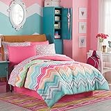 Rainbow Chevron Full Comforter, Shams, Sheets, Bedskirt , and Exclusive Linens N Beyond LED Simple T