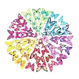 PAPRMA 72Pcs Colorful 3D Butterfly Wall Stickers with Magnetic Removable Wall Decor Stickers for Bed