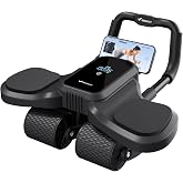 MERACH (メリック) 腹筋ローラー 腹筋ホイール 4輪 LCDディスプレイ 自動スプリングバック スマートブレーキ type-c充電 スマホスタンド付き 膝マット付き 耐荷重200kg 組立簡単 静音 プロ 腹筋 ローラー 腹筋マシーン 腹筋マ
