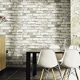 birwall 2171 Vintage Faux Culturalレンガ壁紙ロールWallcoverings forリビングベッドルーム、キッチン、20.8 CM x 393.7、ライトグレー