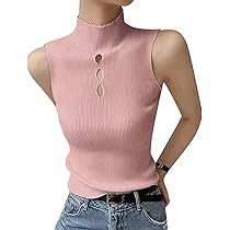 ピンク タートルネック ノースリーブ トップス ノースリーブ トップス レディース ハイネック タートルネック