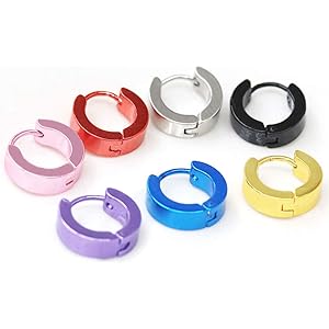 Rockyuメンズ ピアス リング ゴールド 18金メッキ フープピアス 仕上げ 肌に優しい アレルギー対応 ステンレスピアス シンプル