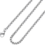 Monily 2-7mm 16-38In Square Rolo Stainless Steel Chain Necklace Round Box Necklace Men Women Jewellery
