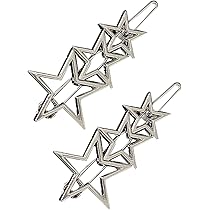 Amazon.co.jp: 2個中空スターヘアクリップメタルラブハートヘア