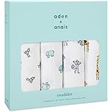 aden + anais(エイデンアンドアネイ) おくるみ ガーゼ ベビー 【 日本正規品 aden + anais おくるみ 4枚 セット jungle jam モスリンコットン 100%使用 】 120 × 120cm エイデンアンドアネイ スワ