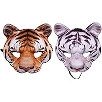 Amazon.co.jp: [LEDMOMO] 虎のお面 半面 ハロウィンコスプレ 金虎 白虎