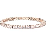 PAVOI 14K Gold Plated Princess Cut Cubic Zirconia Classic Tennis Bracelet | Gold Bracelets for Women | 3mm CZ, Size 6.5-7.5 I